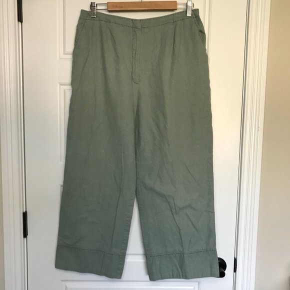 Hearts of Palm Women's Sage Green Linen, Cotton Blend Wide Leg Culottes Size 12 - Picture 2 of 9